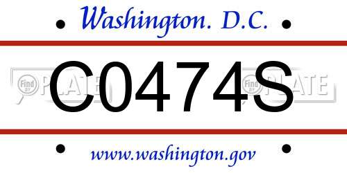 C0474S District Of Columbia License Plate