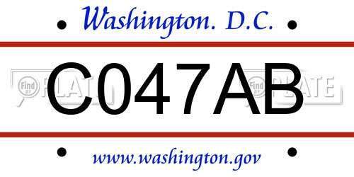 C047AB District Of Columbia License Plate