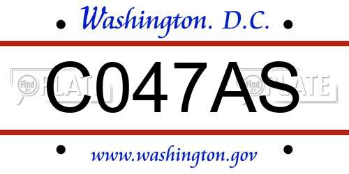 C047AS District Of Columbia License Plate