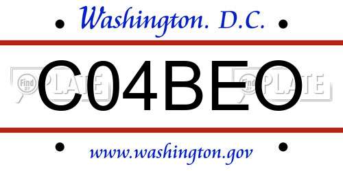 C04BEO District Of Columbia License Plate