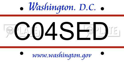 C04SED District Of Columbia License Plate