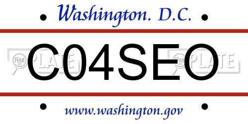 C04SEO District Of Columbia License Plate