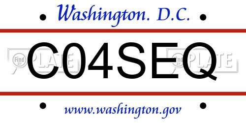 C04SEQ District Of Columbia License Plate