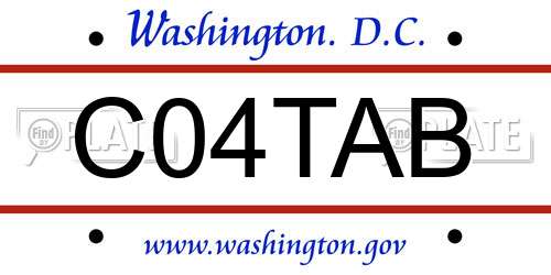 C04TAB District Of Columbia License Plate
