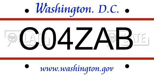 C04ZAB District Of Columbia License Plate