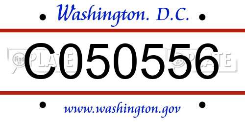 C050556 District Of Columbia License Plate