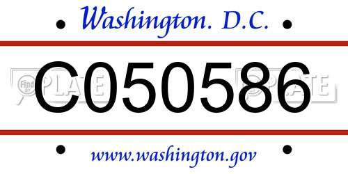 C050586 District Of Columbia License Plate