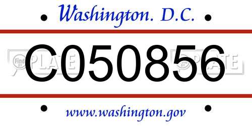 C050856 District Of Columbia License Plate