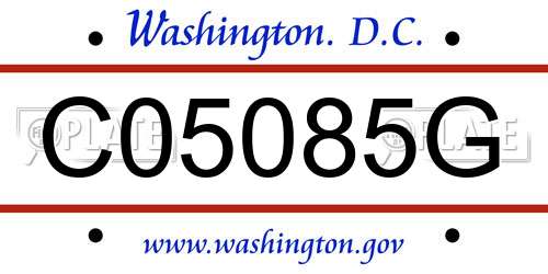 C05085G District Of Columbia License Plate