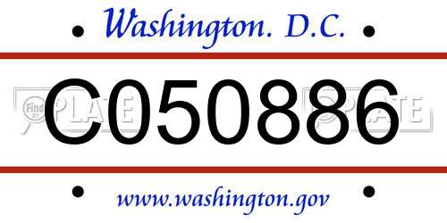 C050886 District Of Columbia License Plate