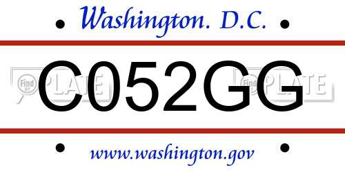 C052GG District Of Columbia License Plate