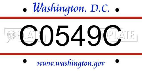 C0549C District Of Columbia License Plate