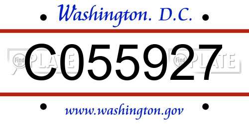 C055927 District Of Columbia License Plate