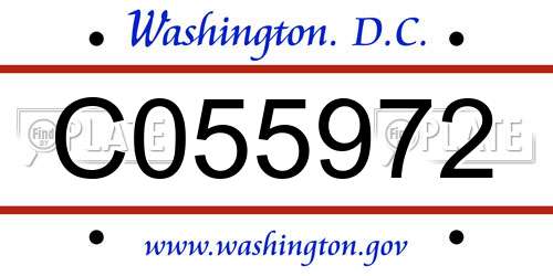 C055972 District Of Columbia License Plate