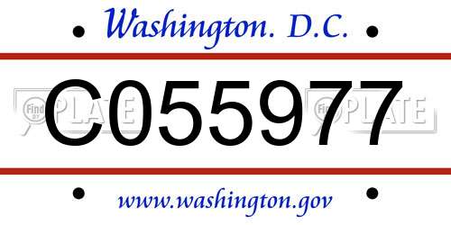 C055977 District Of Columbia License Plate