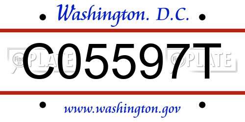 C05597T District Of Columbia License Plate
