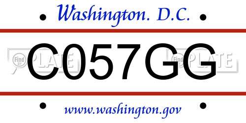 C057GG District Of Columbia License Plate