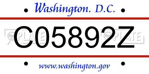 C05892Z District Of Columbia License Plate