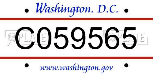 C059565 District Of Columbia License Plate