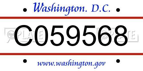 C059568 District Of Columbia License Plate