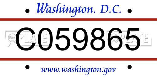 C059865 District Of Columbia License Plate