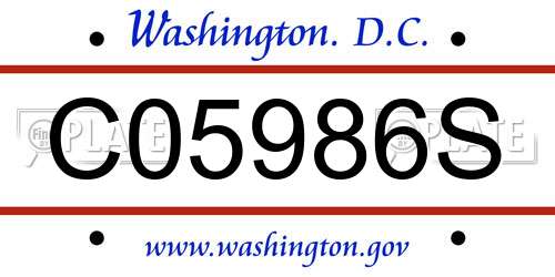 C05986S District Of Columbia License Plate