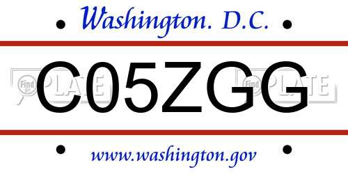 C05ZGG District Of Columbia License Plate