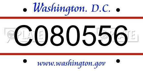C080556 District Of Columbia License Plate