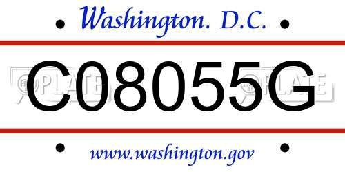 C08055G District Of Columbia License Plate