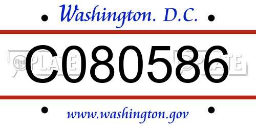 C080586 District Of Columbia License Plate