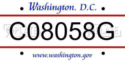 C08058G District Of Columbia License Plate