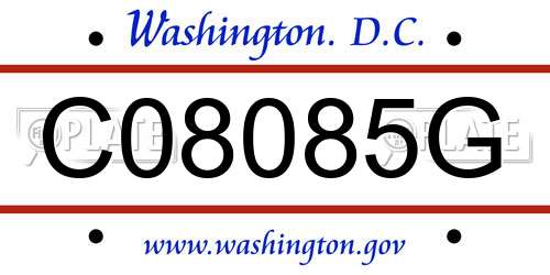 C08085G District Of Columbia License Plate