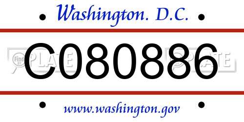 C080886 District Of Columbia License Plate