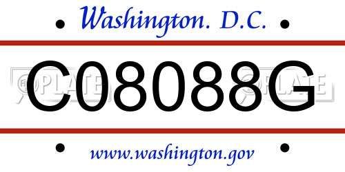 C08088G District Of Columbia License Plate