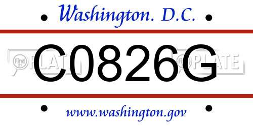 C0826G District Of Columbia License Plate