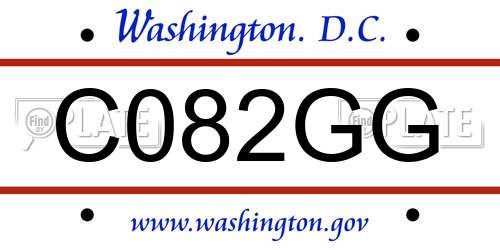 C082GG District Of Columbia License Plate