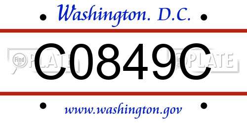 C0849C District Of Columbia License Plate