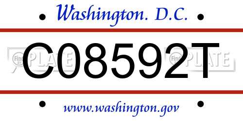 C08592T District Of Columbia License Plate