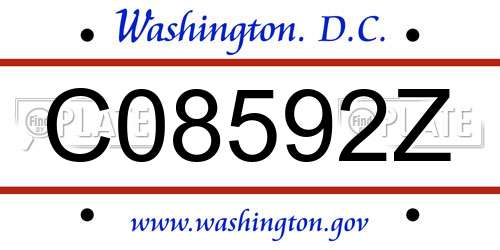 C08592Z District Of Columbia License Plate