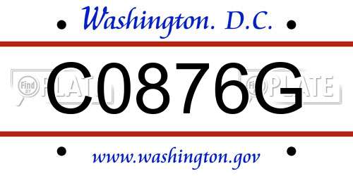 C0876G District Of Columbia License Plate