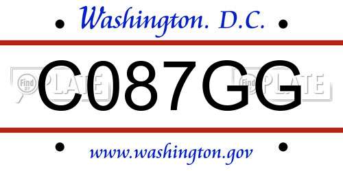 C087GG District Of Columbia License Plate