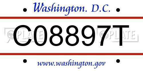 C08897T District Of Columbia License Plate