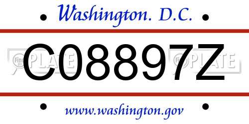 C08897Z District Of Columbia License Plate