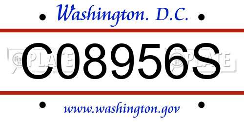 C08956S District Of Columbia License Plate