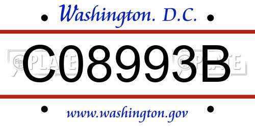 C08993B District Of Columbia License Plate