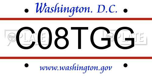 C08TGG District Of Columbia License Plate