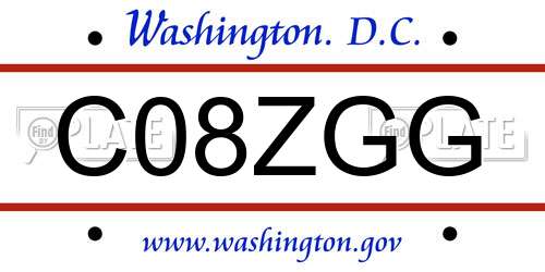 C08ZGG District Of Columbia License Plate