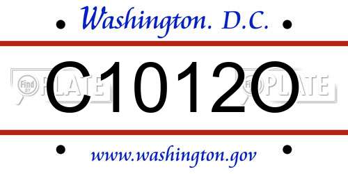C1012O District Of Columbia License Plate
