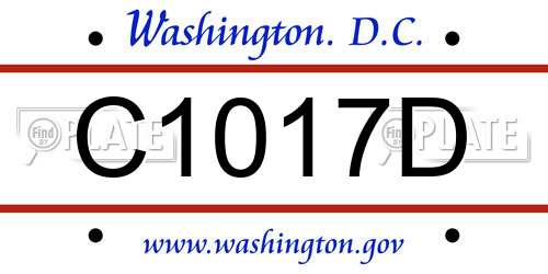 C1017D District Of Columbia License Plate