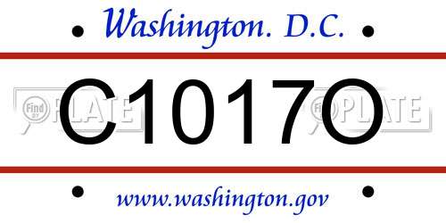 C1017O District Of Columbia License Plate